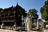 Myanmar - Mandalay, Shwenandaw Kyaung (the Golden Palace) a wonderful example of the Burmese unique teak architecture and wood-carving art. 